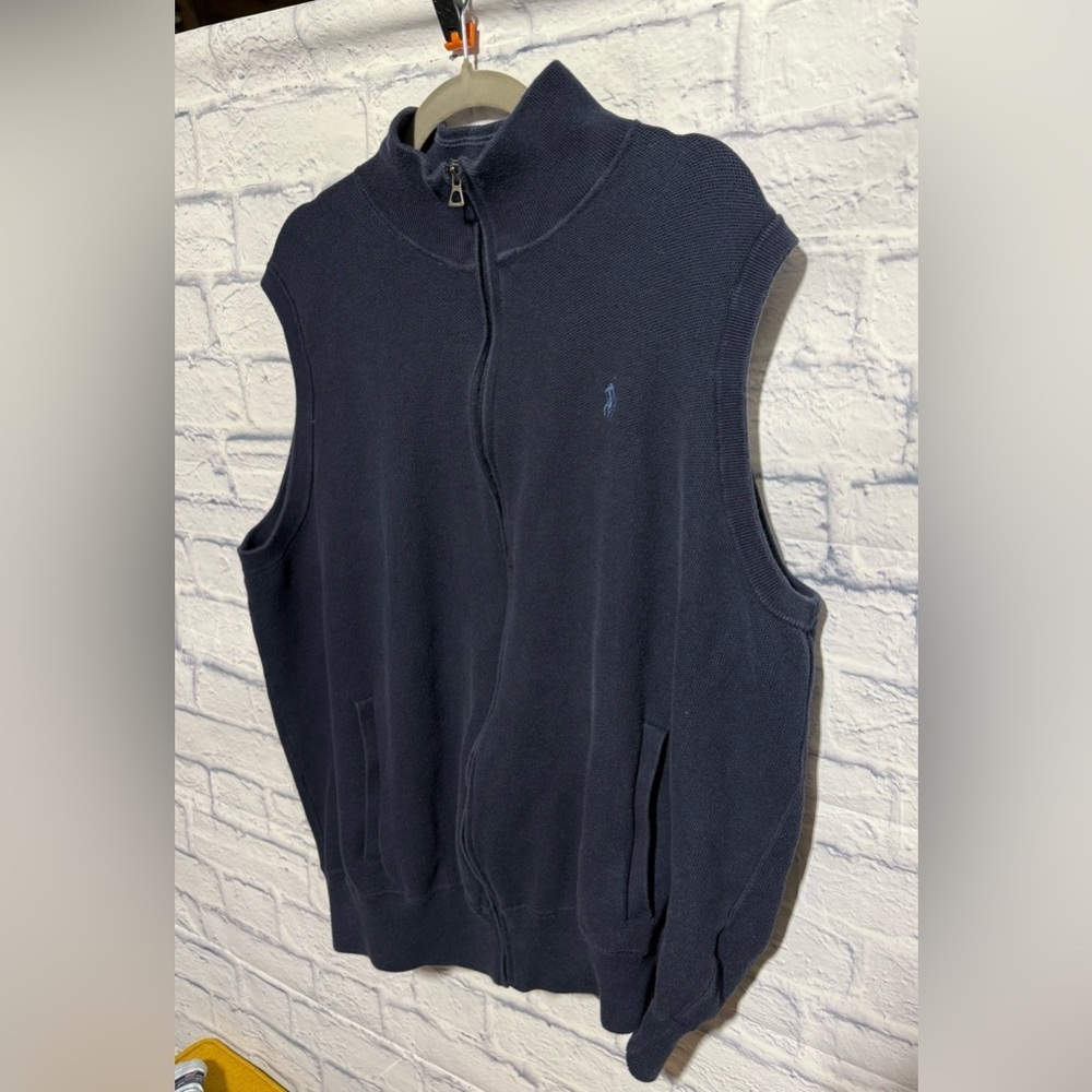 Men's Polo Ralph Lauren Navy Zip-Up Sweater Vest, Size 3XB - Picture 4 of 11